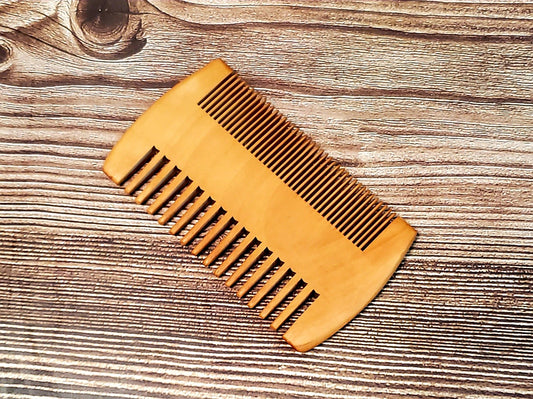 Dual Sided Beard Comb w/ Faux Leather Case